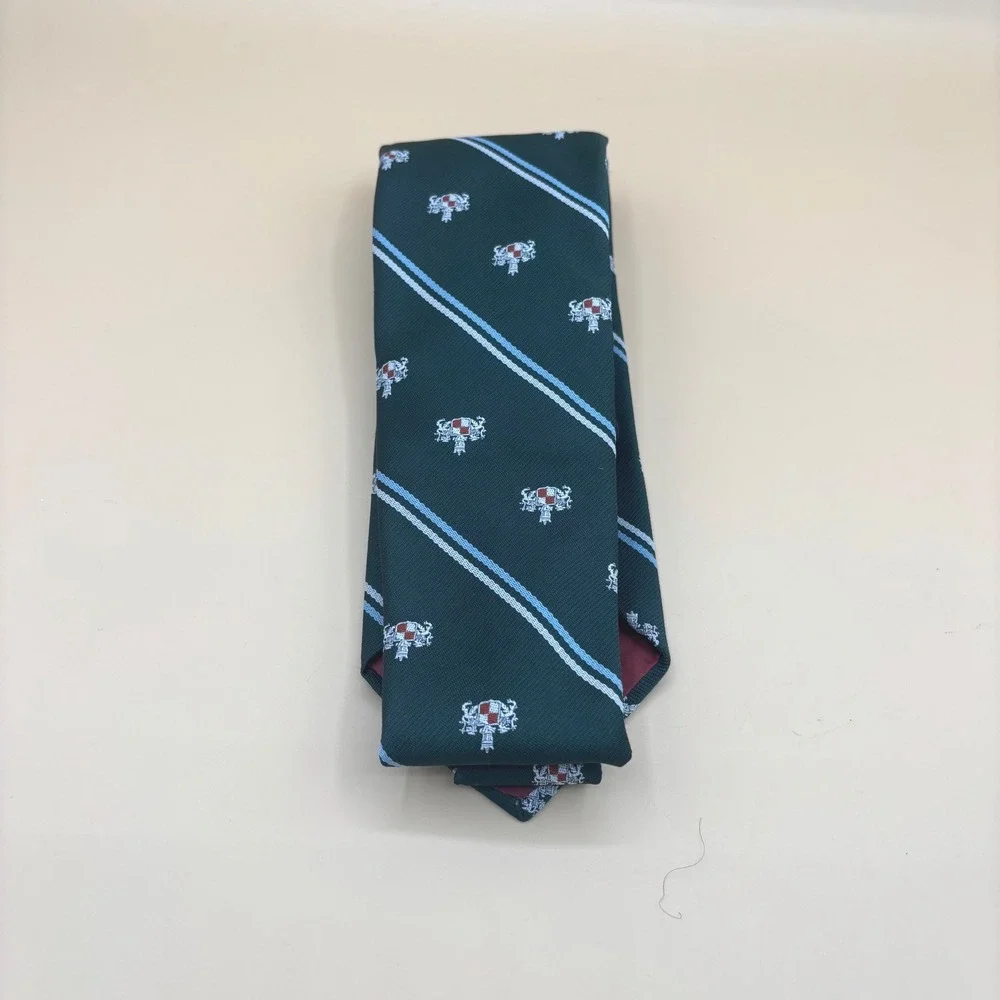 Saddle Club Blocks Mens Vintage Necktie Green Striped Crest Dark Academia Tie